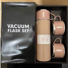 1 Set - Main Cup 500ml - Extra 2 Matching Small Cups Stainless Steel Insulated Tumbler Set - Thermal, Leak-Proof, Suitable For Hot & Cold Beverages - Ideal For Travel, Business And School - Water Bottle, Outdoor Gear, Sports Bottle, School Supplies, Suitable For Fitness, Sports And Outdoor Activities - Premium Portable Cup - Suitable For Milk, Coffee, Tea, Juice Etc. - Can Be Used As Christmas Gift, New Year Gift, Valentine's Day Gift, Birthday Gift, Graduation Gift