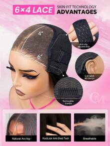 直发真人发假发，即戴即用，无需胶水，预剪裁，6x4高清蕾丝闭合，8-30英寸，180%密度，预先拔毛，自然发际线，未经加工，假日必备，适合初学者 - SNatural - 查看 5