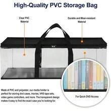 2X Large Clear Holds DVD CD Storage Holder Easy Zip Closure Carry Bag Organizer - Clear - View 8