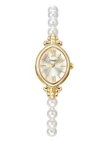1 pieza Reloj de mujer vintage con escala de gradiente, esfera de cuarzo, adecuado para uso diario - Dorado - Ver 7