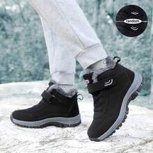 Botas de nieve de invierno para hombres de unicolor, gruesas y cálidas. Zapatos de invierno, botas de tobillo, modelos de pareja, botas cortas para hombres - Negro - Ver 4
