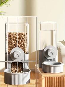 Hanging Automatic Pet Food Feeder/Water Dispenser No Power Supply Large Capacity Gravity-Fed Flowing Water & Food Dispenser Durable Plastic Easy Installation Hygienic Design Leak Proof Washable Detachable Puppy Feed Cat Necessities Dog Things Dog Bowls Cat Bowls Dog Stuff Cat Stuff Dog Accessories For Small & Medium Dogs Cats Rabbits Grey