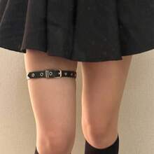 Women's Adjustable Punk Leg Cuff - Black Faux Leather Feel, Fashionable Thigh Chain Suitable Dresses, Pants, Daily Wear - Gothic Style Party, Wedding Accessories - Easy-To-Wear Adjustable - 1 - 查看 8
