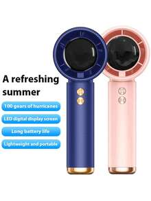 1个撞色男女通用情侣USB充电长效高速涡轮旋转风扇，100档风速，迷你手持式，电镀时尚，适合作为礼物、户外旅行、海滩、运动、居家、办公、日常使用、春夏精选、伴娘礼物、房间、卧室装饰、海滩、旅行、男士、女士、度假用品 - Mini Handheld Fan - 查看 3