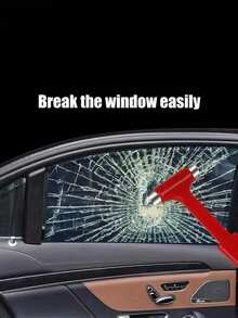 1pc/2pcs/3pcs Car Safety Hammer, Car Window Glass Breaker, Seatbelt Cutter, Car Emergency Escape Tool, Glass Breaker, Random Color - Red - View 4