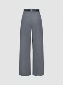 Quần ống đứng màu trơn, cạp trung, thanh lịch, có thắt lưng, thích hợp cho mùa xuân. - Iron Gray - Xem 3