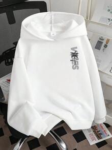 Tween Boy Letter Print Warm Sweatshirt - White - View 3