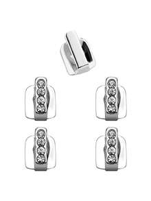 1 Set Single Row Smooth Gold, Silver, Rose Gold Cubic Zirconia Bar Teeth Grillz, Unisex Hip Hop, Nightclub, Rock Style Party Decoration, Holiday Gift, Adjustable