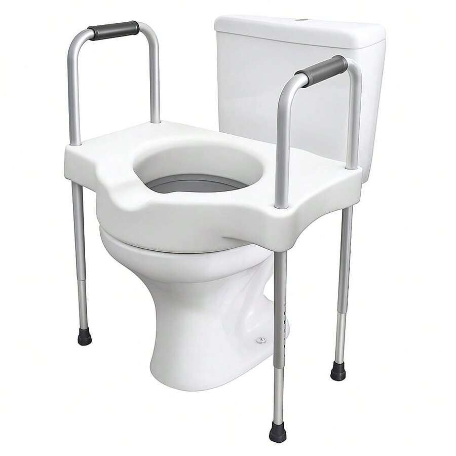 Assento Sanitário Elevado Com Barras Laterais - Branco - Visão 1