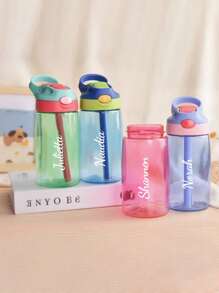 1pc Customized Name Children's Straw Cup, Personalized Sports Water Bottle With Name, Large Capacity Leak-Proof Sports Bottle, Suitable For Outdoor Fitness And Travel,Multi-Functional,Ornamental,Letter,Stylish,Modern,Colorful,Cute,Adorable,Casual,Custom,Personalised,Unique,Customized,Ideal Gifts For Him,Ideal Gifts For Her