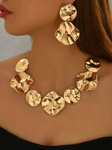 1pc Exaggerated And Simple Geometric Hammer Pattern Necklace, Western Fashion