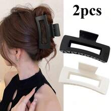 2 piezas/1 pieza Pinza de pelo cuadrada hueca minimalista y suave, pinza de pelo mate gruesa, pinza de agarre de alta gama, nueva pinza antideslizante e irrompible, adecuada para uso casual, regalo para amigos, nuevo accesorio de pelo personalizado