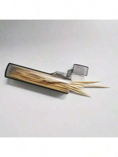 1 件便携式透明塑料牙签棉签盒 | 防漏金属圆筒设计 | 居家、露营和户外旅行收纳 | 现代简约风格 | 透明塑料容器