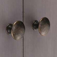6/12 Pcs Antique Bronze/Black Knobs Handle Pulls 30mm Brass Round Knobs For Cabinet Drawer Kitchen Bathroom Cupboard Home Office Furniture - Multicolor - View 3