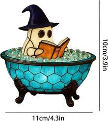 2026 New Halloween Ghost Bubble Bath Lamp, Bathtub Ghost Night Lights, Cute Led Lamp For Bathroom Decor, Spooky Reading Books Nightlight - 藍色-1個裝 - 查看 10