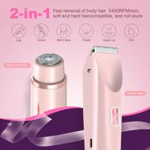 2-In-1 Waterproof Electric Shaver, 400mAh USB Rechargeable, Dual Blade Design For Painless Trimming Of Bikini, Face, Armpit And Leg Hair, IPX7 Waterproof, Ceramic Blade, Portable Multi-Functional Shaver For Men And Women, Ideal Gift For Back To School, Halloween And Christmas - Multicolor - View 3
