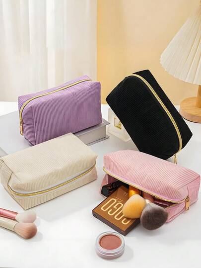 Nueva Estuche de Lápices de Pana, Diseño Minimalista, de Alta Gama, Bolsa de Cosméticos de Gran Capacidad, Bolsa de Aseo Portátil, Caja de Papelería, Viaje y Negocios, Bolsa de Almacenamiento de Gran Tamaño, Bolsa, Bolsa de Maquillaje, Esencial de Viaje