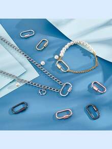 2PCS Sparkling Alloy Oval-Shaped Turnbuckle Keychain,Hemp Rope Style Oval Shaped Carabiner, Metal Screw Oval Keychain Clip, Mini Small Carabiner Alloy Durable Quick Release Spring Clip ,Carabiner Clip Valentines Travel Accessories, Lipstick Cap Keychain, Multi-Functional Accessory Bag Pendant