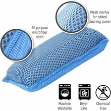 Miracle Microfiber Kitchen Sponge By ScrubIt 6 Pack NonScratch Heavy Duty Dishwashing Cleaning Sponges Machine Washable Blue