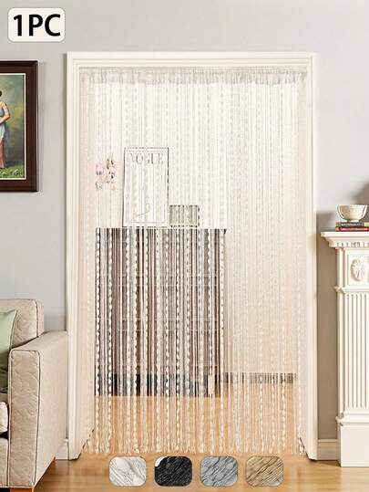 1pc Tasseled Curtain, Minimalist Style Curtain With Rod Pocket, Suitable For Living Room, Bedroom, Kitchen, Room Divider, Doorway, Home Decor, Wedding Decor