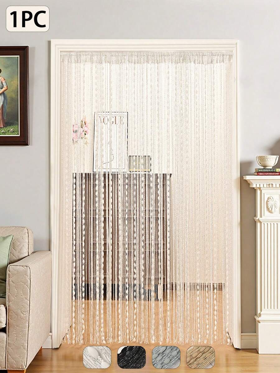 1pc Tasseled Curtain, Minimalist Style Curtain With Rod Pocket, Suitable For Living Room, Bedroom, Kitchen, Room Divider, Doorway, Home Decor, Wedding Decor