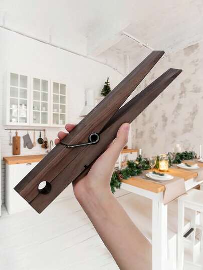 巨型衣夹浴室毛巾架，超大木夹毛巾架套装，适用于浴室，农舍装饰壁挂式毛巾架，多功能家居洗衣装饰，毛巾架或挂钩，浴室配件墙面装饰