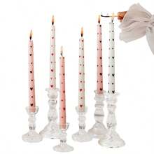 Bộ 2 nến (1 hộp) hình trái tim nón dài, màu hồng, dài 9,84 inch, sáp đậu nành, không khói, dùng trang trí tiệc cưới, tạo không khí ấm cúng, hình trái tim đen, hình trái tim đỏ, nến hồng, nến trắng, nến tạo không khí lễ hội, nến ngày Valentine, nến dễ thương và vui nhộn. - Nhiều màu - Xem 6