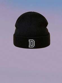 1 件儿童 26 个字母针织帽，温暖，可爱，帽子，日常时尚，返校礼物 - 黑色 - 查看 43