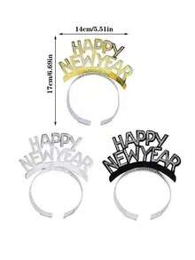 شريط رأس لحفلة رأس السنة الجديدة 2026، شريط رأس للصور التذكارية، مشبك شعر مزين بالبودرة الذهبية