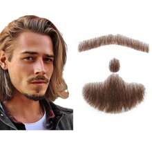 Men Fake Mustache, Natural Looking Human Hair Fake Beard, Handmade With Invisible Lace Fake Facial Hair For Entertainment/Drama/Halloween/Funny Cosplay - Multicolor - View 10