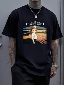 Camiseta Chalino Sánchez 1 unidad de 220 gramos El Viaje de Chalino Camisa de T 100% algodón con estampado digital Estilo Urbano Camisa de Hombre Casual - Negro - Ver 1