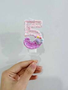 1 pieza Vela de cumpleaños con diseño de pata de gato rosa del 0 al 9, vela digital degradado rosa-morado con brillo, adecuada para decoración de pastel de fiesta de cumpleaños, decoración de pastel con tema de mascota linda, decoración de pastel hecha a mano - Pata de gato rosa - Ver 10