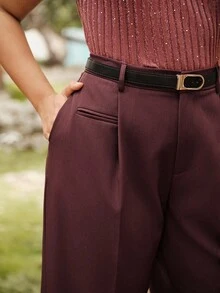 Anewsta 大码女式休闲阔腿裤，时尚办公室/通勤裤，新年毕业季、返校季、女教师装 - 查看 2