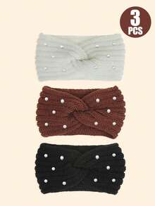 1/2/3PCS Winter Faux Pearls Headbands For Women Cold Weather - Knit Wide Women Ear Warmer Headband Thick Earmuffs For Women & Girls - Gifts & Stocking Stuffers Hair Accessories Workout Hair Bands Yoga Sweatband Autumn Winter Head Scarf Fall Head Band For Vacation Outfits Woman Women Bandana Soft Headwrap - Multicolor - View 23