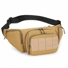 1 pièce Sac banane tactique pour hommes en nylon, sac banane mode et imperméable avec sangle réglable, grande capacité, sac banane polyvalent pour passeport, idéal pour les voyages, la randonnée, le jogging, le cyclisme, les sports de plein air, la chasse, l'escalade, le camping - Noir - Voir 2