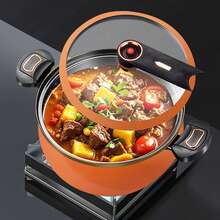 7L Enamel Micro Pressure Cooker, Fast Cooking Pot With See-Through Lid, Non-Stick & Induction Compatible, For Stew/Soup/Rice - Orange - View 3