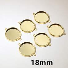 10pcs 8-30mm Inner Size Double Loops Stainless Steel Gold Color Pendant Cabochon Blank Base Tray DIY Accessories For Bracelet Necklace Earrings - Double Hanging Bottom Bracket - View 11