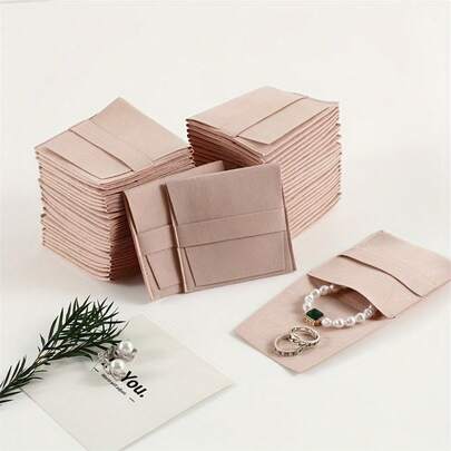 50 件优雅优质绒面革珠宝袋 | 防尘收纳袋，适用于戒指、耳环和手镯 - 非常适合婚礼配饰