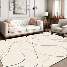 1pc Area Rugs Abstract Lines Area Carpet, Comfortable For Bedroom, Living Room, Office, Study, Entryway, Room Decor As Floor Mat, Modern Rectangle Absorbent Beige Rug, Washable & Non-Slip, Rugs For Living Room - Indoor All-Season Home Decor, Rugs For Bedroom, Living Room Large Rugs, Beige & Black Tones, Bedroom Rug, Living Room Decor, Bedroom Decor Entryway Decor Bathroom Kitchen Decor - Multicolor - View 3