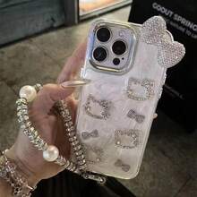 Sanrio New Love KT Cat Holder Precision Shell Pattern Suitable For IPhone 14/15 Cases, 11, 12, 12 Pro, 12 PM, 13, 13 Pro Max, 14, 14 Pro, 14 Plus, 15, 15 Pro, 15 Plus, 16, 16 Pro, 16 Plus Phone Case