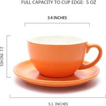 Ceramic Latte Art Cup And Saucer For Latte & Cappuccino, Mate For Coffee Shop And Barista (Matte Orange, 10.5 Oz),13476906 - trái cam - Xem 5