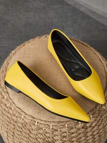 MonaNise Women's Pointed Toe Fashion Low Vamp Flats, Outdoor Casual Wear, Purple, Champagne, Red, Yellow, Black