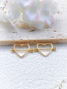 2 piezas Anillos de pezón de material de aleación con forma de corazón, elegantes, adecuados para uso diario, festivales, fiestas, vacaciones, Halloween, combinación con rojo
