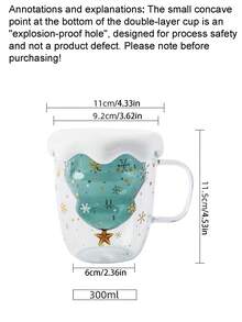 1pc Christmas Milk Coffee Star Wish Double Layer Heat-Resistant High Borosilicate Glass Cup