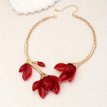 1pc Vintage Bohemian Exaggerated Metallic Magnolia Flower Resin Elegant Accessory, Suitable For Holidays, Birthdays, Dates, Balls, Parties, Vacations, Outings - Magnolia - View 9