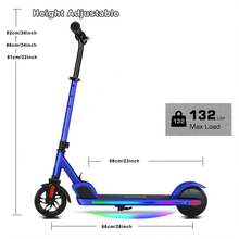 CAROMA Electric Scooter For Children Ages 6 To 14, 150W Motor, 80 Minutes Of Riding Time, 10 Mph, Adjustable Speed And Height, LED Display, Colorful Lights, Foldable Electric Scooter For Children, Ideal Gifts For Children - 藍色 - 查看 3