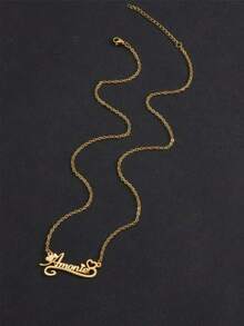 [Colar Personalizado] Colar com Nome Personalizado - Pingente de Coração em Aço Inoxidável em Fonte Cursiva, Presente do Dia dos Namorados, Uso Diário em Festas, Acessório Anual, Design de Fonte Elegante, Corrente Refinada, Ornamento Charmoso e Gracioso, Design Personalizado