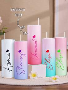 Personalized Name Tumblers With Straw And Lid,Customizable  20oz Stainless Steel Insulated Tumbler  Colorfu  And Text,Personalized Bridesmaid Gifts,Valentine's Day, Unique Birthdays And Holidays Gifts. - Phong cách 6 - Xem 2