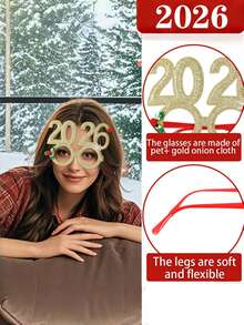 4/3/2/1件装 2026新年眼镜，2026新年眼镜，创意新年派对拍照道具，新年活动数字眼镜 - 彩色 - 查看 2