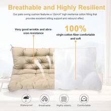 Porch Swing Cushion With Backrest Waterproof Bench Cushion For Outdoor Furniture 23 Seater Replacement Thickened Swing Cushion With Ties Patio Outdoor Backyard And Garden Cream 60x40in - 奶油 - 查看 6